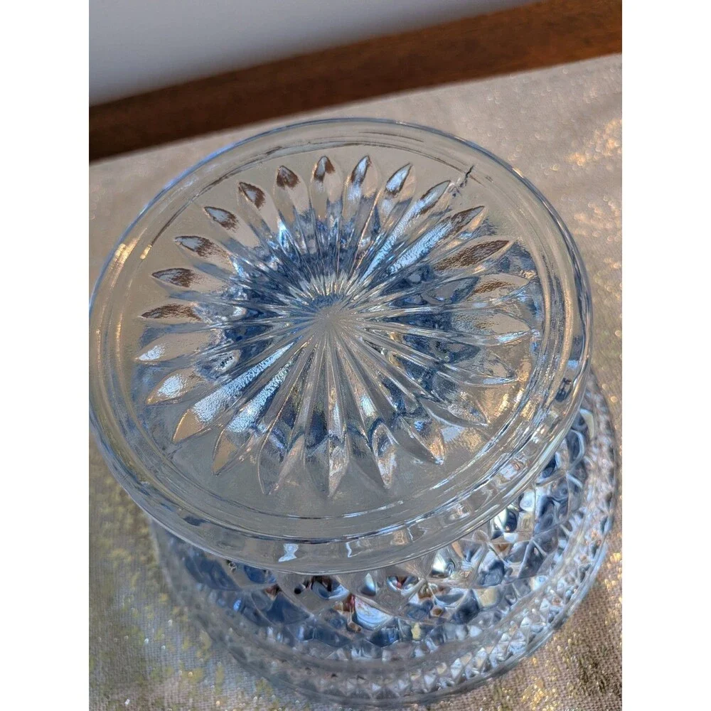 Anchor Hocking WEXFORD Vtg Sapphire Light Blue Footed Compote w/ Lid Candy Dish